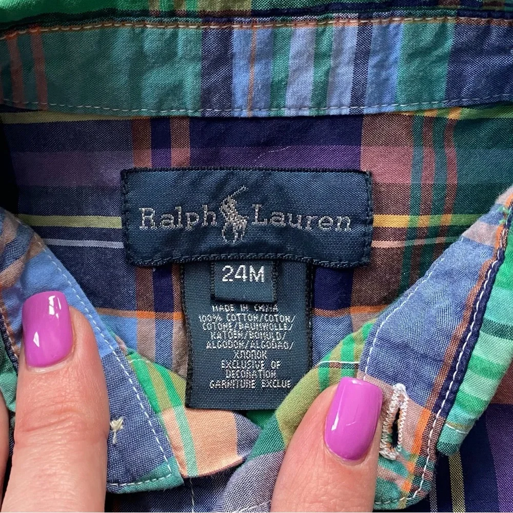 🐻 2/$25 • HP!! 🥳 Ralph Lauren | Cute Plaid Button Down • 24 Months